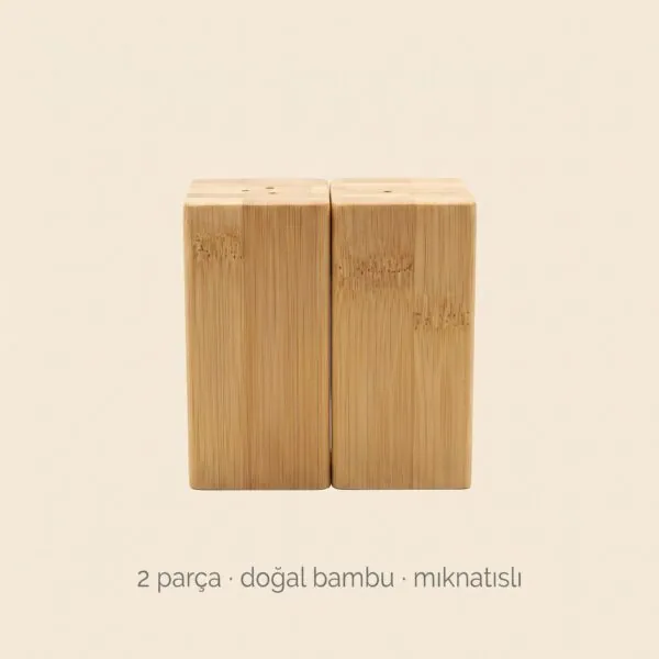 Mıknatıslı bambu tuzluk karabiberlik seti 2'li