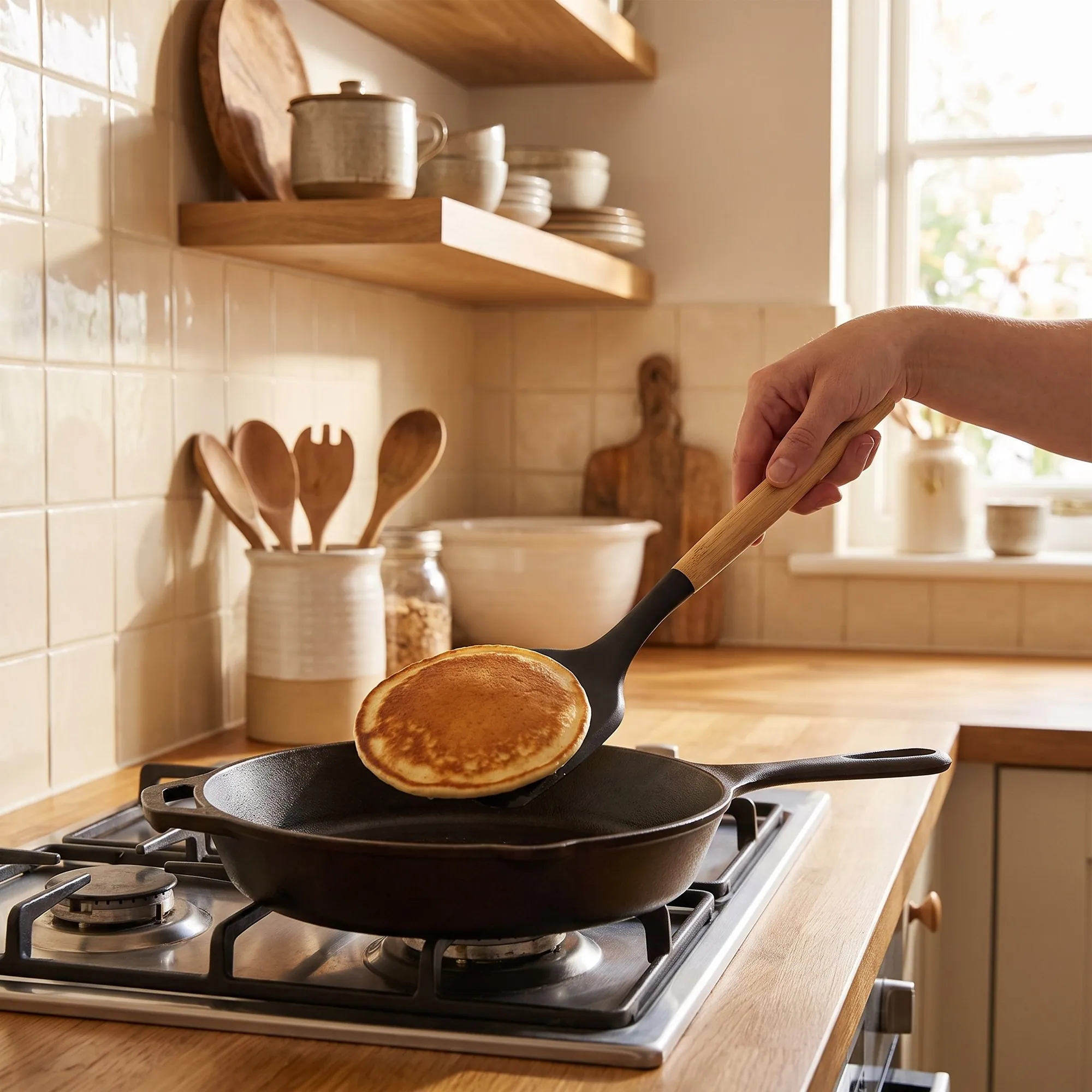 Bambu saplı silikon açılı spatula