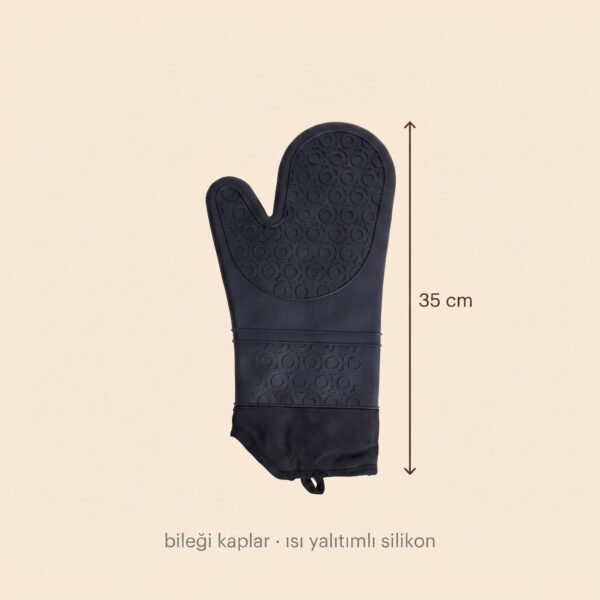 Fırın eldiveni ölçüsü: 35 cm boy, ısı yalıtımlı silikon