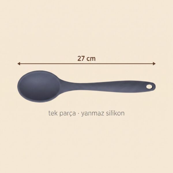 Antrasit tek parça silikon kaşık 27 cm