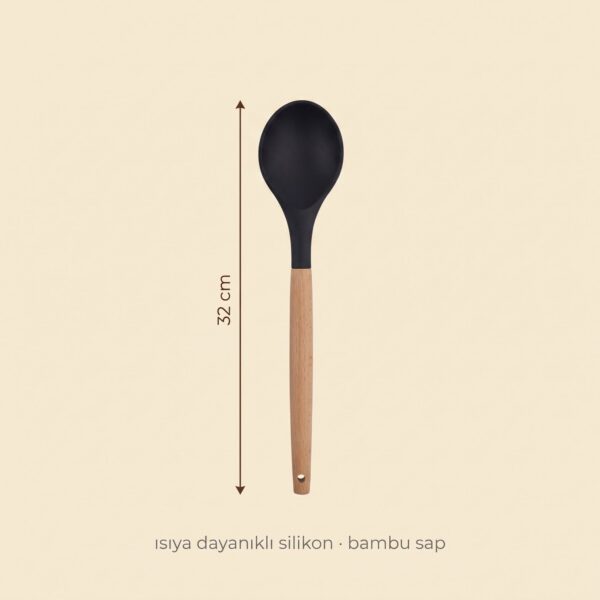 Bambu saplı silikon kaşık 32 cm