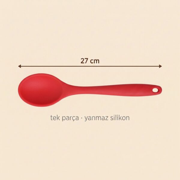 Yumuşak Yanmaz Silikon Kaşık 27 cm Kırmızı – olculer