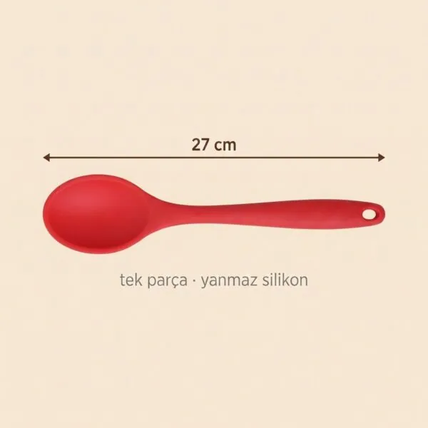 Yumuşak Yanmaz Silikon Kaşık 27 cm Kırmızı – olculer