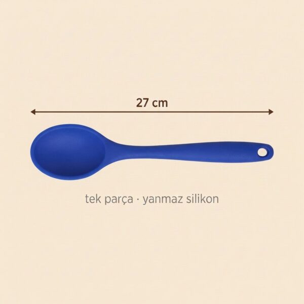 Yumuşak Yanmaz Silikon Kaşık 27 cm Mavi – olculer