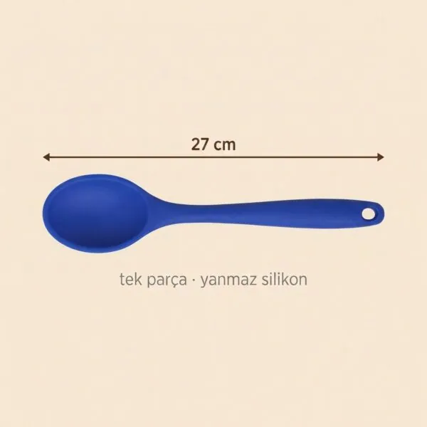Yumuşak Yanmaz Silikon Kaşık 27 cm Mavi – olculer