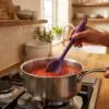 Yumuşak Yanmaz Silikon Kaşık 27 cm Mor – tencerede karistirma