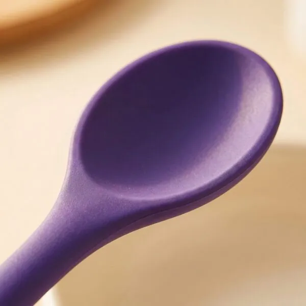 Yumuşak Yanmaz Silikon Kaşık 27 cm Mor – tek parca detay