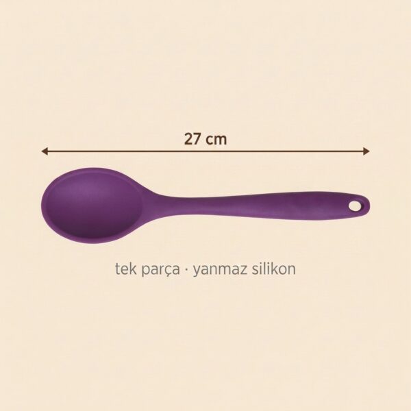 Yumuşak Yanmaz Silikon Kaşık 27 cm Mor – olculer