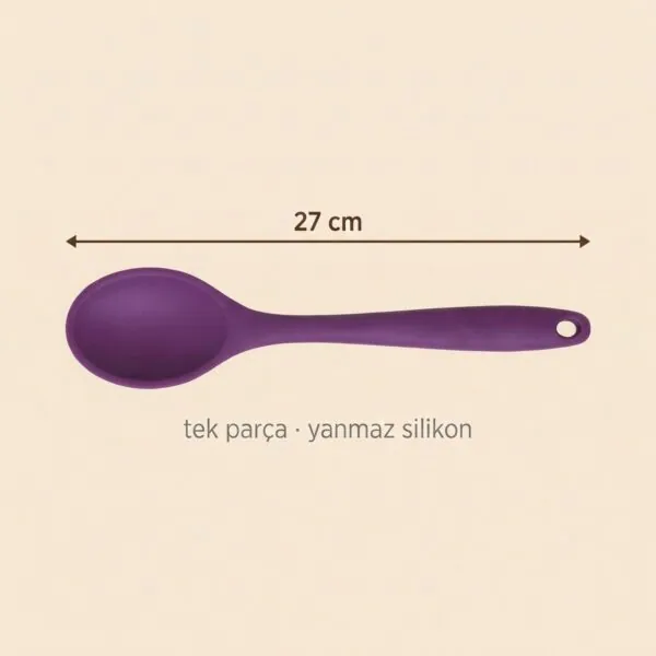 Yumuşak Yanmaz Silikon Kaşık 27 cm Mor – olculer