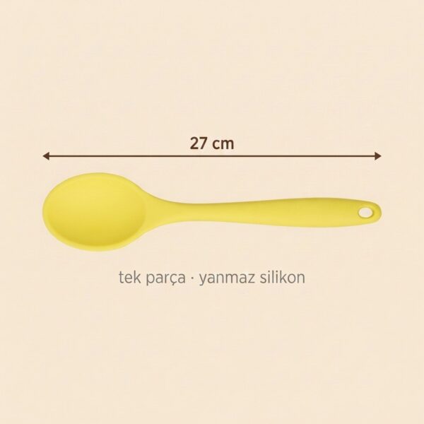 Yumuşak Yanmaz Silikon Kaşık 27 cm Sarı – olculer