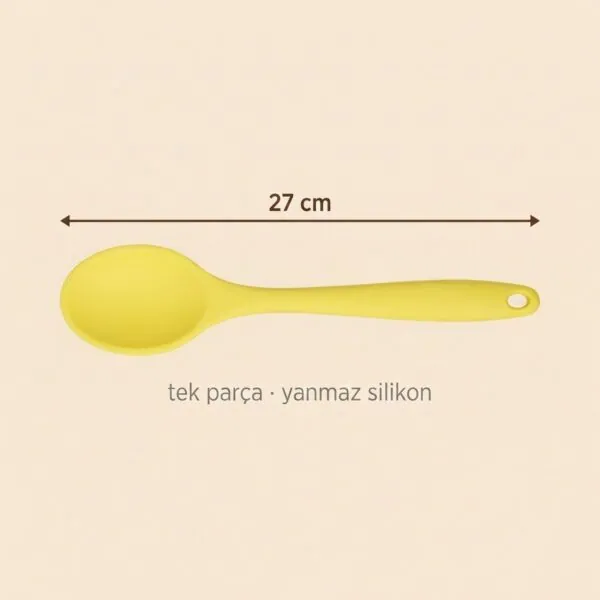 Yumuşak Yanmaz Silikon Kaşık 27 cm Sarı – olculer