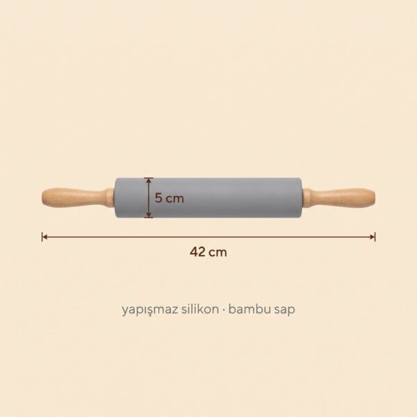 Bambu saplı silikon oklava 42 cm