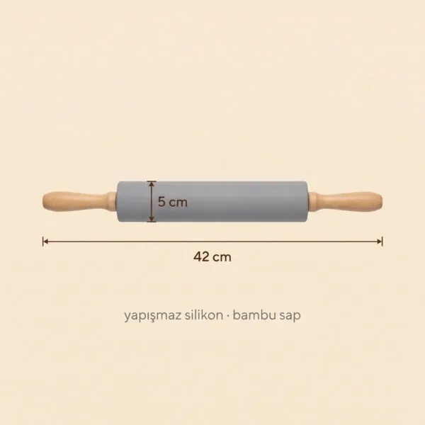 Bambu saplı silikon oklava 42 cm