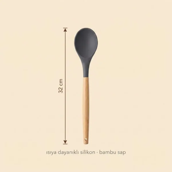 Bambu saplı silikon spatula 32 cm