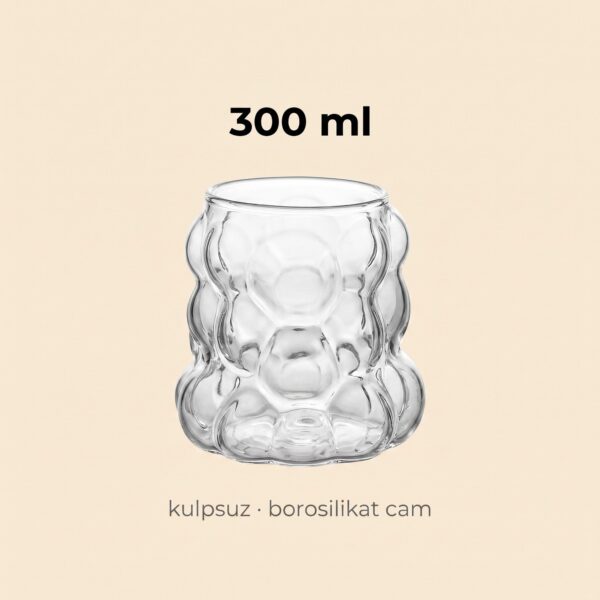 Üzüm bubble şekilli borosilikat cam bardak 300 ml