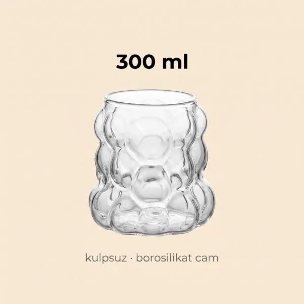 Üzüm bubble şekilli borosilikat cam bardak 300 ml