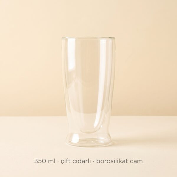 Çift cidarlı uzun cam bardak 350 ml