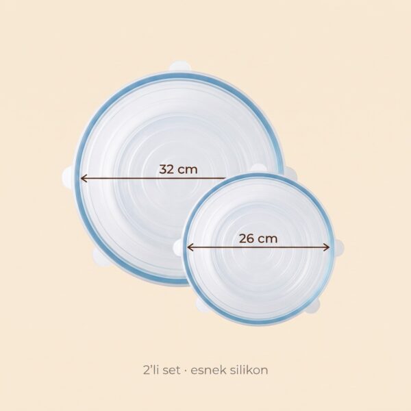 Yuvarlak silikon borcam kapağı 2'li set, 32 ve 26 cm