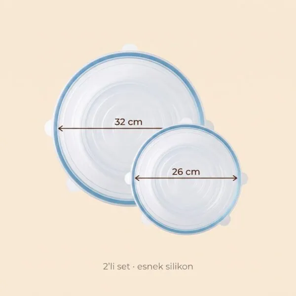 Yuvarlak silikon borcam kapağı 2'li set, 32 ve 26 cm