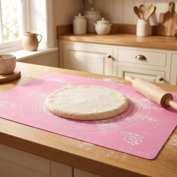 Yumuşak Ölçülü Hamur Açma Matı 45×65 cm Pembe – olculu acma