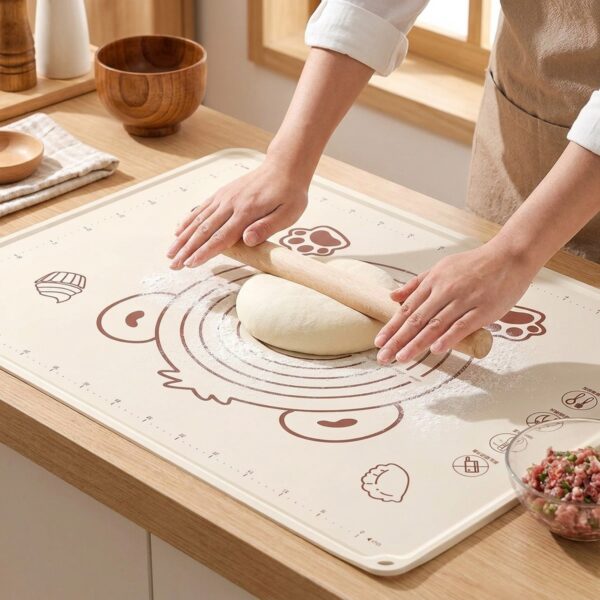 Silikon Hamur Açma Matı 50×70 cm – Krem – hamur acma