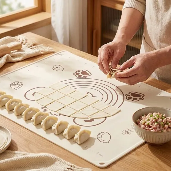 Silikon Hamur Açma Matı 50×70 cm – Krem – manti