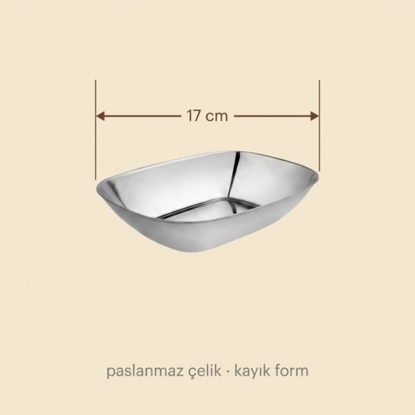 Paslanmaz Çelik Kayık Sunum Kasesi 17 cm – olculer