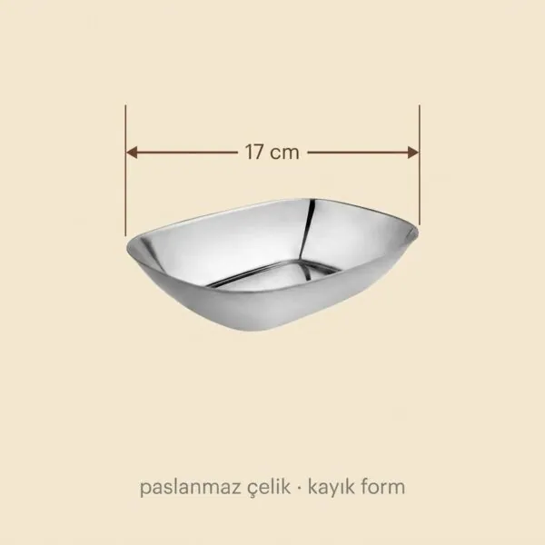 Paslanmaz Çelik Kayık Sunum Kasesi 17 cm – olculer